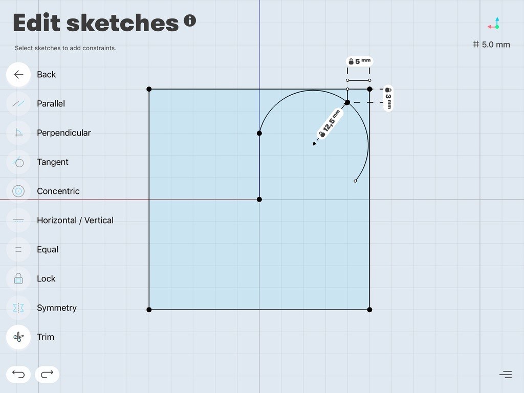 Setting constraints in Shapr3D