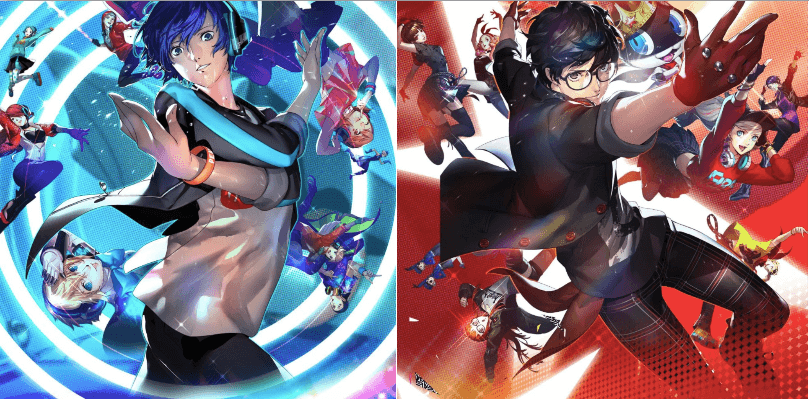 Cover art for both Persona 3: Dancing Moon Night and Persona 5: Dancing Star Night.