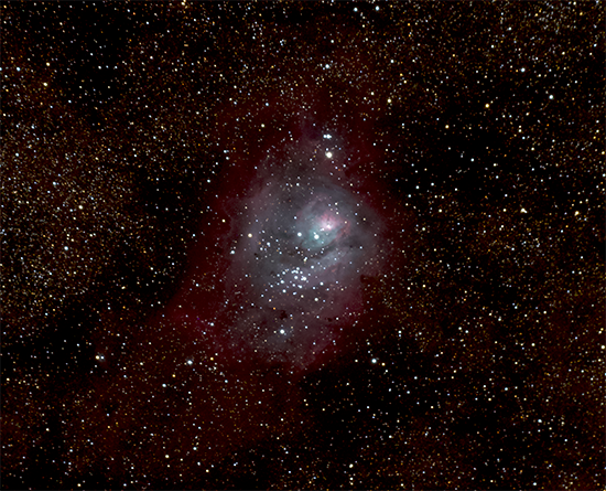 Lagoon Nebula (Messier 8), a giant interstellar cloud located in the constellation of Sagittarius