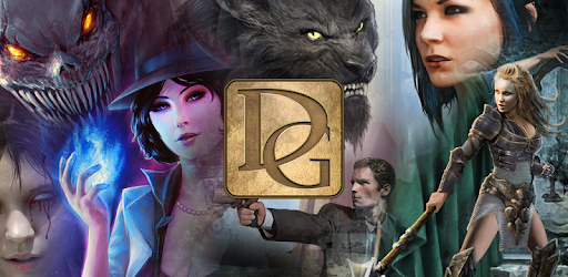 Delight Games Premium Library mobile game image depicting various fictional heroes, villains, witches and monsters from the stories within the game.
