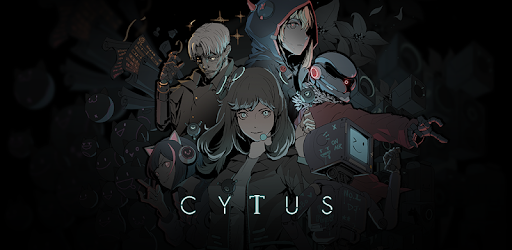 Cytus 2 mobile game image depicting characters together against a dark background, including Paff, Ivy, Conner, Xenon, Neko and ROBO Head